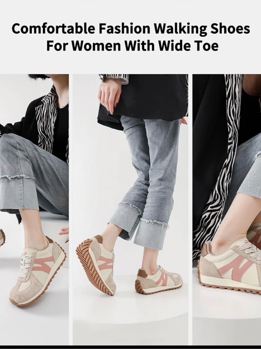 Somiliss Women's Wide Toe Box Non-Slip Casual Walking/Running
Shoes Size 8 USA